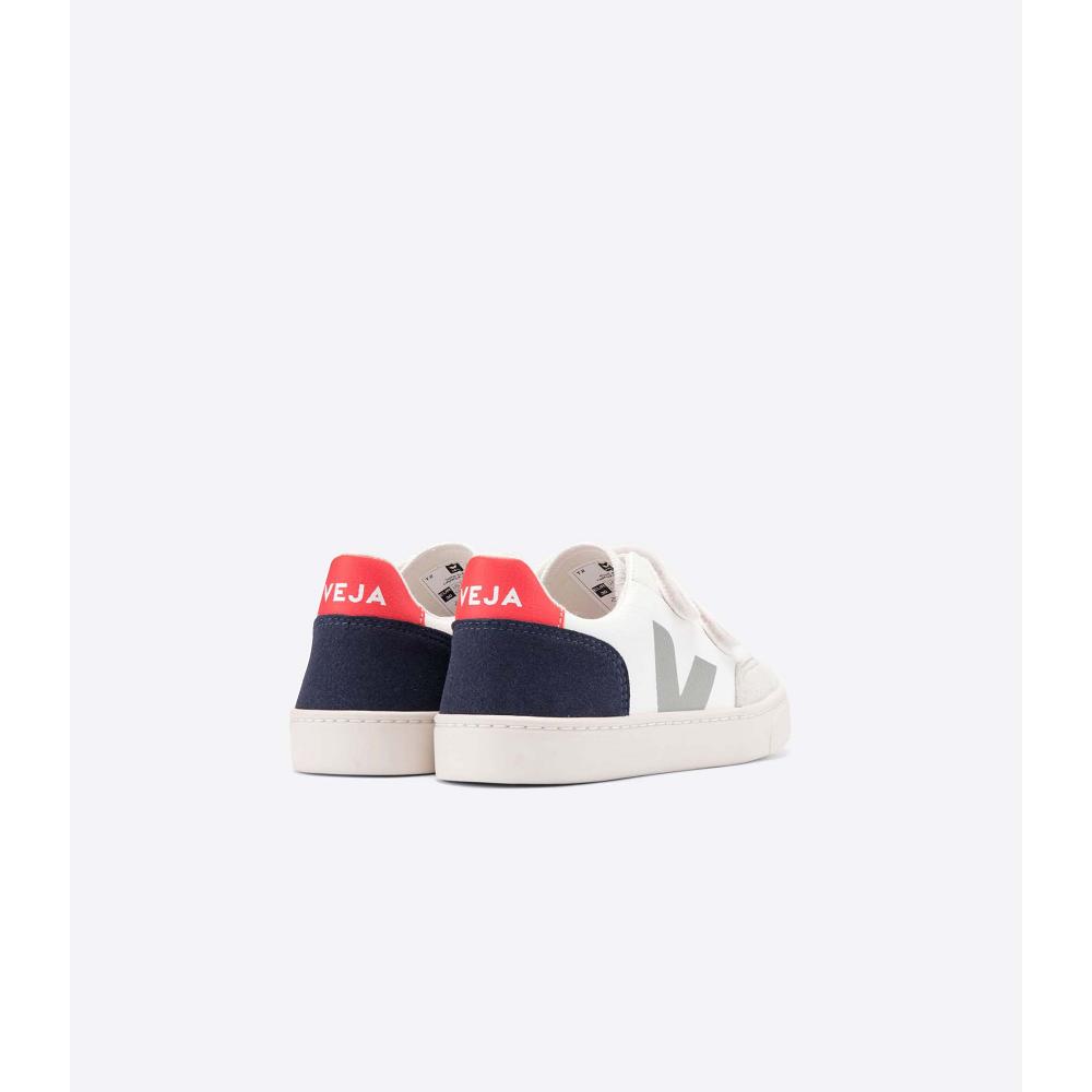 White/Black Kids' Veja V-12 CHROMEFREE Sneakers | AU 886AHK